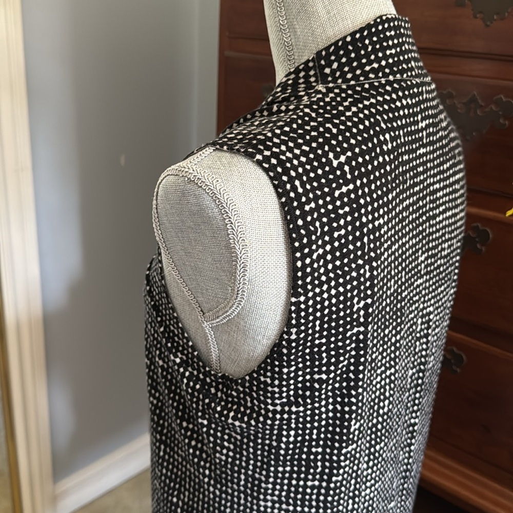 Tory Burch Black and Cream Sleeveless Wool Jersey Dress Size Large - Picture 11 of 13